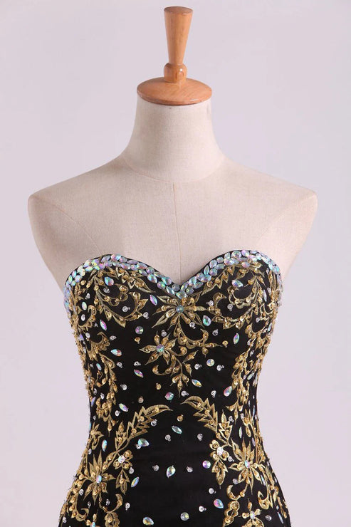 Luolandi Sweetheart Party Dresses Mermaid/Trumpet Floor-Length With Applique & Beads Evening Dress